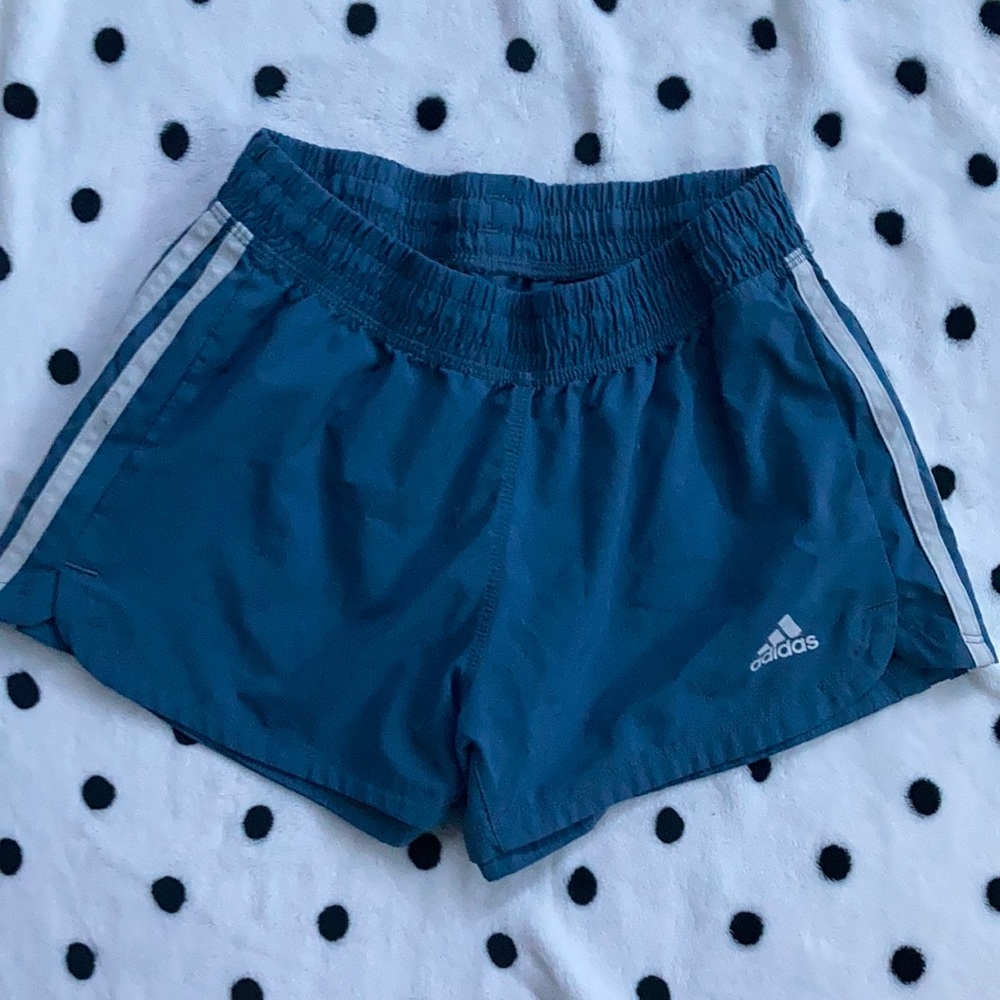 dusty blue adidas high rise shorts